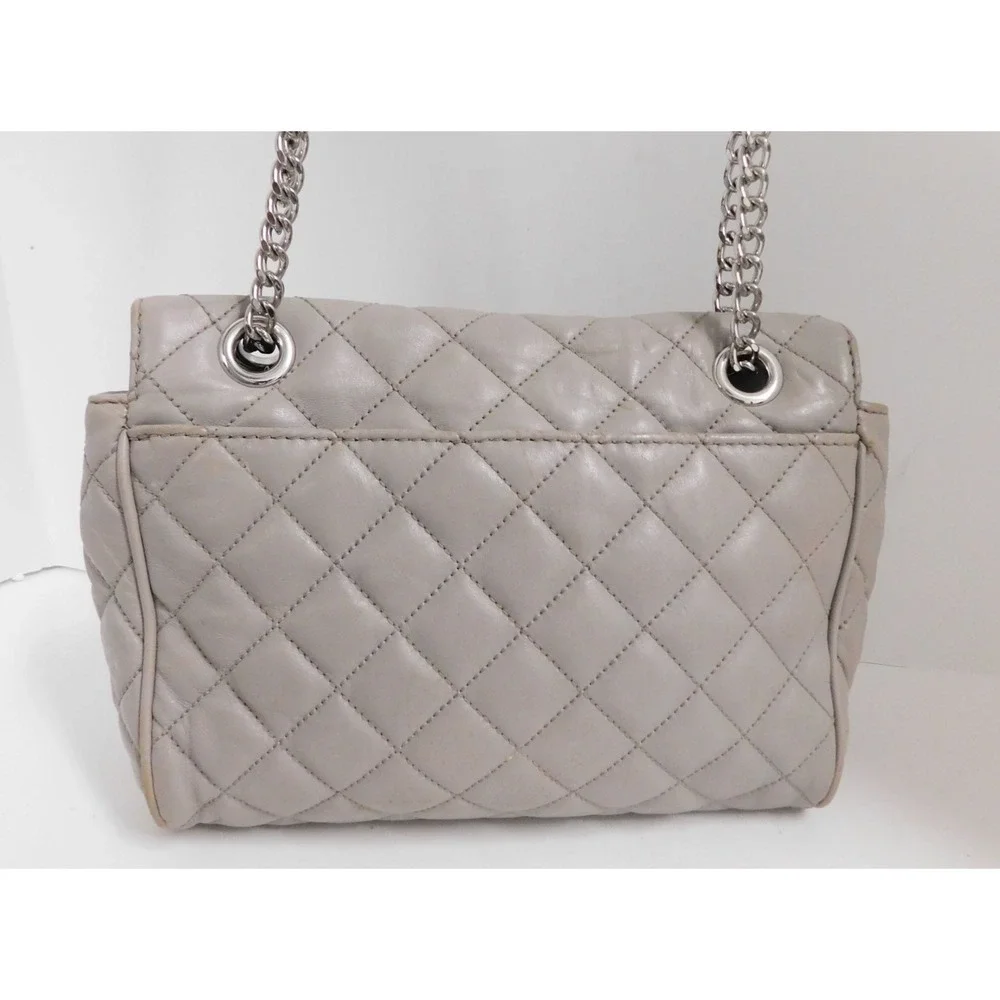 Michael Kors‎ Gray Quilted Leather Turn Lock Shoulder Crossbody Bag